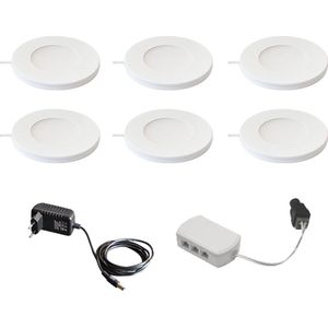 Magnetische in- & opbouw spot set - 6-pack - Plug & Play - warm wit - 2700K - 2,2W - keukenverlichting - kastverlichting - LED Inbouwspot (Ø55mm) - led spot – spotjes