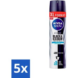Nivea - Deospray - Men - Invisible Black & White Active - 250 ml - Bulkverpakking - 5 stuks