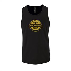 Zwarte Tanktop sportshirt met ""Member of the Shooters club"" Print Goud Size XL