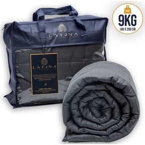 Latona Blanket® Verzwaringsdeken eenpersoons 140 x 200cm - 9kg - Antraciet - Polyester - Weighted blanket