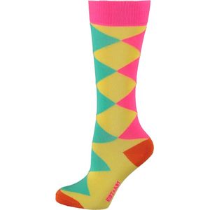 Kidz-Art Meisjes kniekousen met ruit - Yellow - Maat 31/34