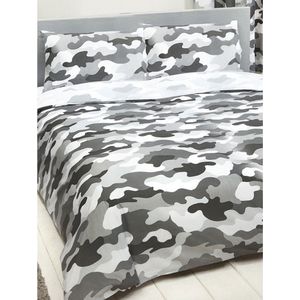 Camouflage 2 persoons dekbedovertrek - grijss-smaat 200x200 cm