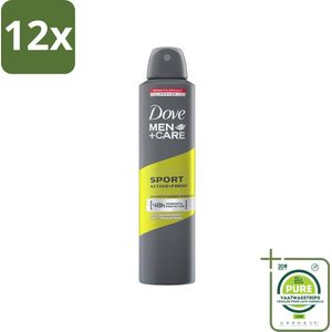 Dove - Deodorant - Spray Men - Sport Active + Fresh - Energiek en verfrissend - 250 ml - Voordeelverpakking - 12 stuks - Deodorant - Antitranspirant