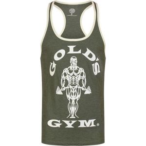 GGVST004 Muscle Joe Contrast Stringer Vest - Army/Cream - S