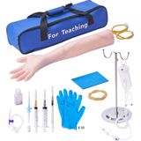 VEVOR Bloedafnameset, IV-Oefenarm Oefensets, Aderlatingsarm Oefenset 560 x 130 x 70 mm, Trainingsarm voor Intraveneuze Injectie Inclusief IV-Standaard, Infuusslang, Tourniquet enz.