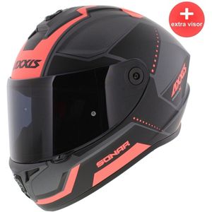 Axxis Draken S helm Sonar mat zwart grijs roze S + Extra donker vizier