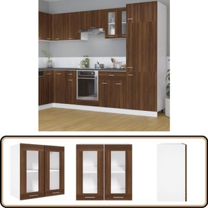 vidaXL Vitrinekast - Hangend - Bruin Eiken - 60x31x60 cm Hangkast - Keukenkast - Wandkast - Houten Kast - Bruine Eiken