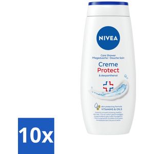 10 x NIVEA - Douchecrème - Beschermend - Langdurig Gezond Huidgevoel - 250 ml - Vitamine E - Oliën - Dexpanthenol - Dermatologisch Goedgekeurd - Dagelijks Gebruik