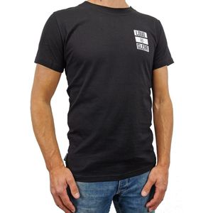 LOUD AND CLEAR® T Shirt Heren Zwart Wit - Ronde Hals - Korte Mouw - Met Print - Met Opdruk - Maat S