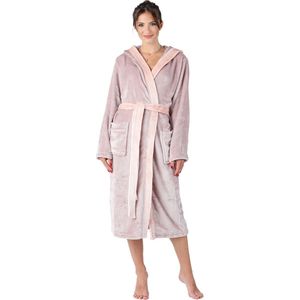 Bellivalini Dames met Capuchon - Wasmachine bestendig - Badstof - Poederroze - XL - BLV-BLV50-168-DG