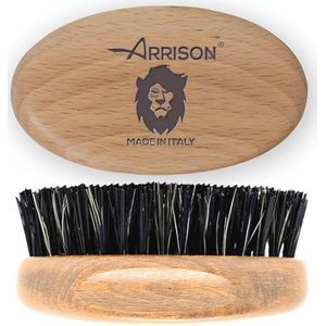 Beard Brush for Men - 100% Made in Italy, Beech Wood Handle and Nylon Reinforced Boar Bristles
