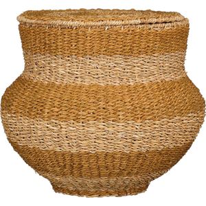 Mica Decorations Tacoma Opbergmand met Deksel - H48 x Ø55 cm - Jute - Geel