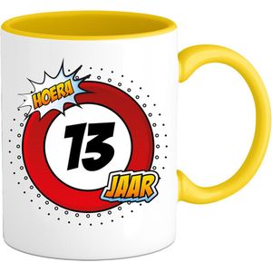 13 Jaar Verkeersbord Mok met teksts-sGrappig Verjaardag Beker Cadeaus-sBedrukte Koffie en Thee Mokkens-sZwarts-s330 ML