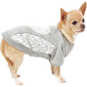 Grijs katoenen sweatshirt voor honden met kanten details 25 cm