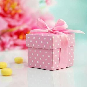 Partydeco - Bedank doosje stippen/polkadots licht roze (10st)