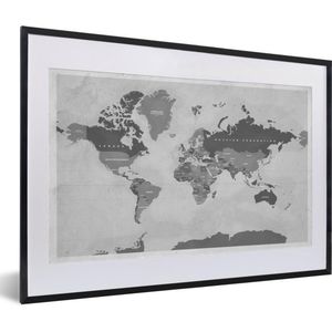 Fotolijst incl. Poster - Wereldkaart - Vintage - Paars - Kind - Meiden - Jongens - 60x40 cm - Posterlijst
