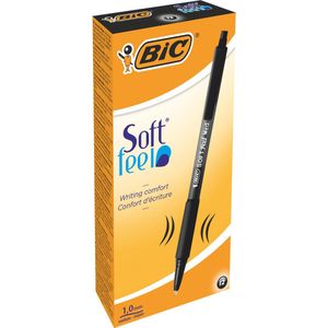 BIC Softfeel Pen - 12 Stuks - Zwart - Medium punt 1 mm