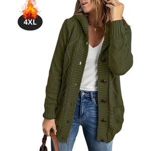 Bovista Vest Dames - Sweater - Sweaters - Hoodie - Warme Trui - Lang - Legergroen - XL