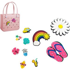 10 strandaccessoires bedels voor eenvoudige en schattige strandtasdecoratie - set van borg-rubberen tassen - draagtassen Hars