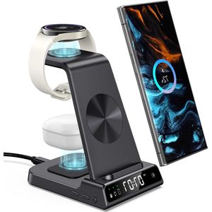 Draadloze Oplader 3 in 1 voor Samsung Galaxy S24-S24 Ultra-S23 Ultra-S23+-Z Fold 5-Z Flip 5 en Galaxy Watch 6-6 Classic-5-5 Pro Buds 2 Pro Oplaadstation