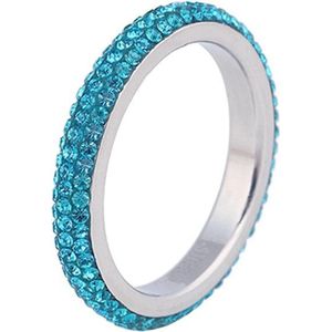 Cilla Jewels ring edelstaal Kristal Blauw-17mm