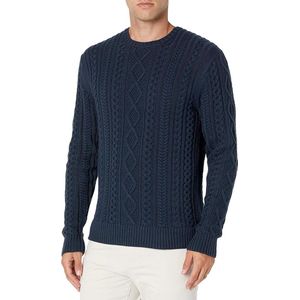 Long-sleeve 100% Cotton Fisherman Cable Crewneck Sweater heren Trui (1-Pack)
