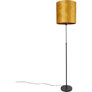 QAZQA parte - Moderne Vloerlamps-sStaande Lamp met kap - 1 lichts - H 191 cm - Zwart Goud - Woonkamers-sSlaapkamer