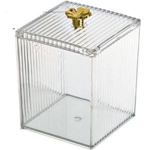 Kledingopbergbakken Transparent Cosmetic Container Jewelry Remover Makeup Cotton Pad Organizer Bathroom Storage Box Cotton Swabs - CCAFRET Bathroom organizer