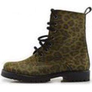 Vippy's Veterboots - Groen - Maat 36 - Luipaardprint - Bikerboots