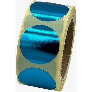 Blauwe Sluitsticker - 250 Stuks - rond 25mm - hoogglans - metallic - sluitzegel - sluitetiket - chique inpakken - cadeau - gift - trouwkaart - geboortekaart - kerst