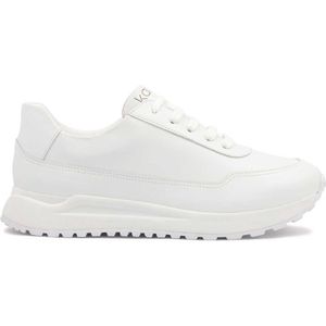 Leather white sneakers on a comfortable sole