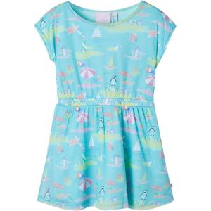 Kinderjurk - 140 - Lichtzeeblauw - Strandprint