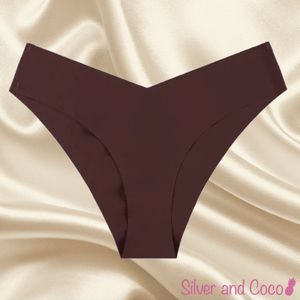 SilverAndCoco® - Naadloze Onderbroek / Seamless Broekje Dames / Zacht Brazilian Sport Slipje / Naadloos Stretch Ondergoed Vrouw / Hipster Dames Lingerie Broekje Slip / Rood Bruin / Small