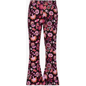TwoDay flared meisjes broek met bloemen zwart roze - Maat 92