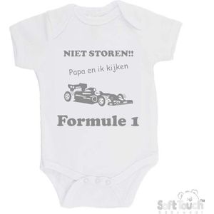 100% katoenen Romper ""Niet storen!! Papa en ik kijken Formule 1"" Unisex Katoen Wit/grijs Maat 56/62