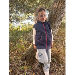 Ducksday - bodywarmer - sherpa fleece - unisex - Donkerblauw - maat 122/128 - 8 jaar