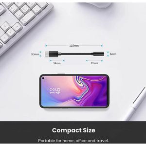 USB-C naar Jack Adapter - 3,5 mm Aux naar USB-C - Audio Verloopstuk Oortjes - Zwart Gevlochten