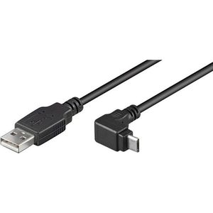 USB 2.0 USB A - USB micro B Haaks 1,8m Zwart