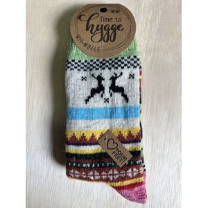 Hygge warme sokken met 37% wol (blauwe boord) maat 39-42 (ook leuk om kado te geven !)