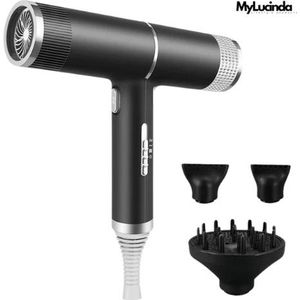 Mylucinda® Professionele Föhn - Infrarood Haardroger met Diffuser - Complete Haarfohn Set met 3 Styling Accessoires - Zwart