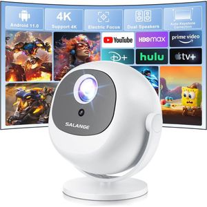 Draagbare 4K Projector met Wifi en Bluetooth - Videobeamer met Automatische Trapeziumcorrectie en USB/Smartphone/PC/Laptop Compatibiliteit
