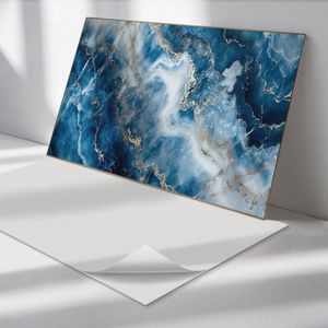 Wallfluent Vinyl Wandpaneel - Abstract marmerpatroon Zelfklevende Wandbekleding - 100 cm x 50 cm - Blauw Vinyl Wandpaneel - 1 stuk - Rechthoekig Wandbekleding Vinyl - Texturen Wandpaneel - Wandpaneel PVC - Wandpaneel Keuken en Badkamer