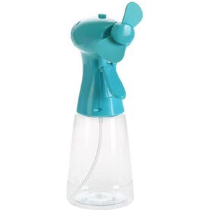 Blauwe hand ventilator met water verstuiver 22 cm - Zak ventilator/waaier - Waterverstuiver