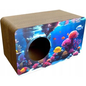 Mruu&Pruu Krabpaal Aquarium 60x35x30 cm kartonnen KATTENKRAASBED