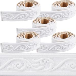 CSGoods - 5 cm zelfklevende kroonlijst voor decoratief behang, wandrand - wit schuim - flexibel en vintage design