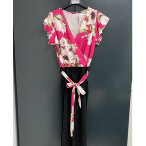 fushia jumpsuit met bloemen - one size (36-38)