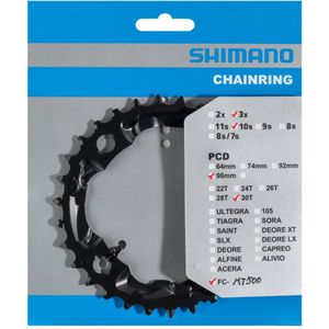 Kettingblad Shimano FC-MT500 / FC-M523 10 speed - 30 tands (AN) - zwart