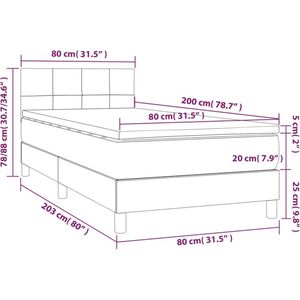 vidaXL Boxspring met matras fluweel donkerblauw 80x200 cm