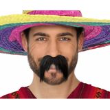 Boland Carnaval verkleed snor - Mexicaan/Cowboy/Biker - zwart - zelfklevende namaak snor/plaksnor