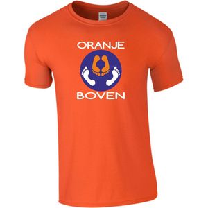 Koningsdag T-Shirt Heren ORANJE-BOVEN Small